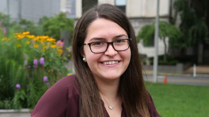 Woman smiling outside